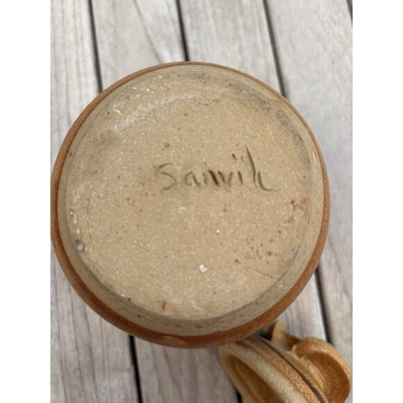 Art Pottery Garlic Keeper Jar Sanvik Studios Embossed Signed 5.5” - Picture 5 of 6